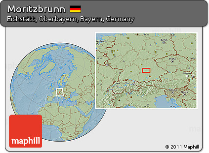Savanna Style Location Map of Moritzbrunn, hill shading