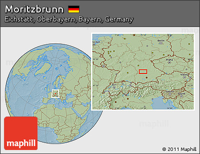 Savanna Style Location Map of Moritzbrunn, hill shading