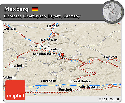 Shaded Relief Panoramic Map of Maxberg