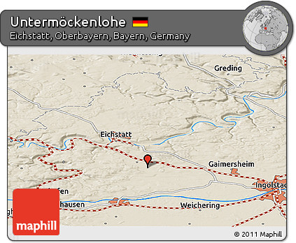 Shaded Relief Panoramic Map of Untermöckenlohe