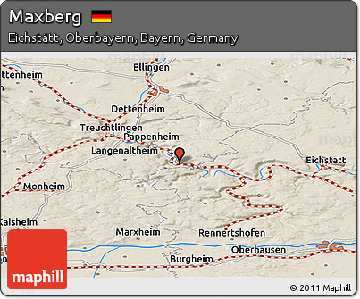 Shaded Relief Panoramic Map of Maxberg