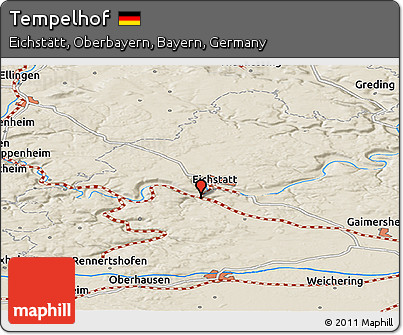 Shaded Relief Panoramic Map of Tempelhof