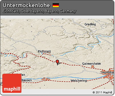 Shaded Relief Panoramic Map of Untermöckenlohe