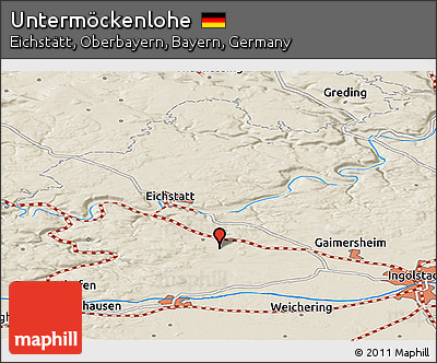 Shaded Relief Panoramic Map of Untermöckenlohe
