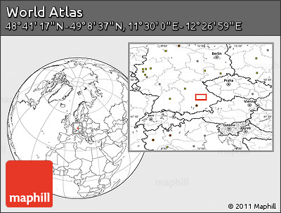Blank Location Map of the Area around 48° 54' 57" N, 11° 58' 29" E