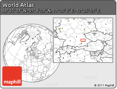 Blank Location Map of the Area around 48° 54' 57" N, 11° 58' 29" E