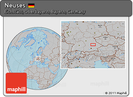 Gray Location Map of Neuses, hill shading