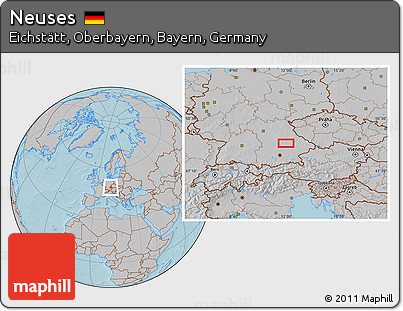 Gray Location Map of Neuses, hill shading