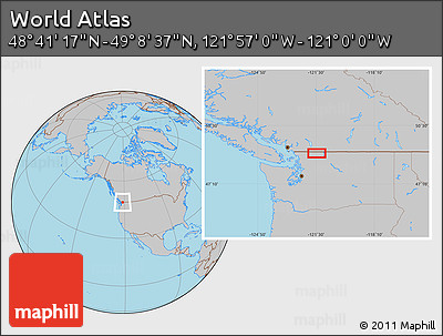 Gray Location Map of the Area around 48° 54' 57" N, 121° 28' 29" W