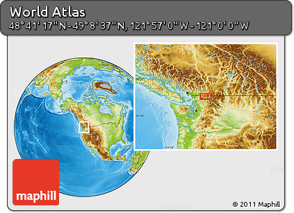 Physical Location Map of the Area around 48° 54' 57" N, 121° 28' 29" W