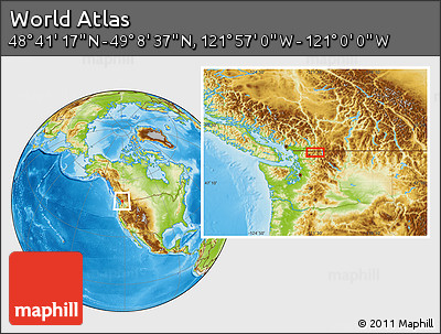 Physical Location Map of the Area around 48° 54' 57" N, 121° 28' 29" W