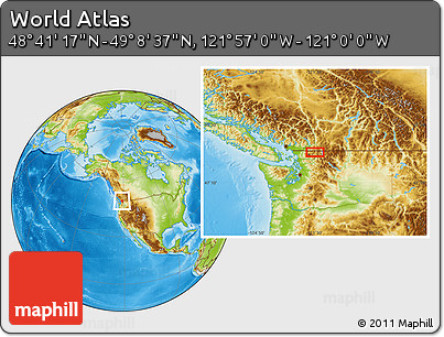Physical Location Map of the Area around 48° 54' 57" N, 121° 28' 29" W