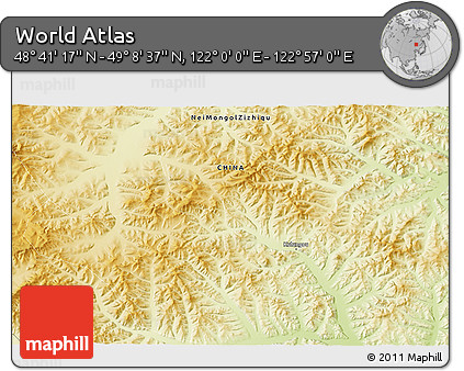 Physical 3D Map of the Area around 48° 54' 57" N, 122° 28' 29" E