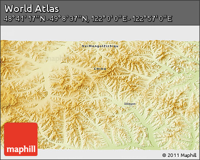 Physical 3D Map of the Area around 48° 54' 57" N, 122° 28' 29" E