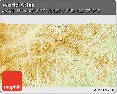 Physical 3D Map of the Area around 48° 54' 57" N, 122° 28' 29" E