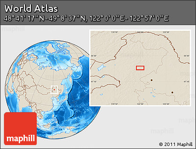 Shaded Relief Location Map of the Area around 48° 54' 57" N, 122° 28' 29" E