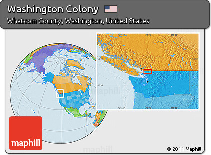 Political Location Map of Washington Colony