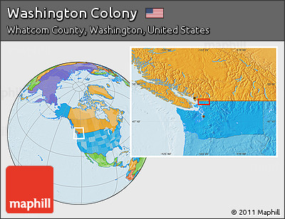Political Location Map of Washington Colony