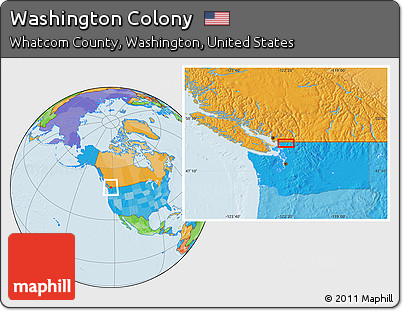 Political Location Map of Washington Colony