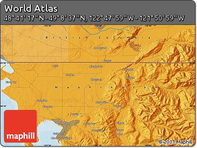 Political Map of the Area around 48° 54' 57" N, 122° 19' 29" W
