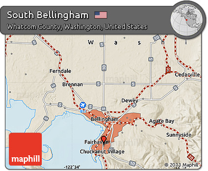 Shaded Relief Map of South Bellingham