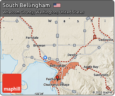 Shaded Relief Map of South Bellingham
