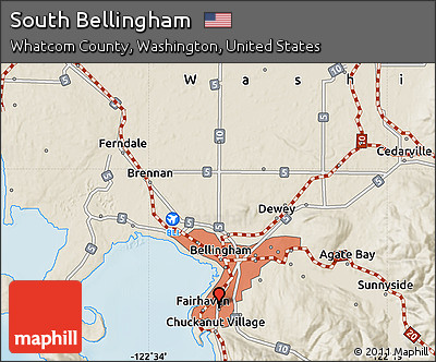 Shaded Relief Map of South Bellingham
