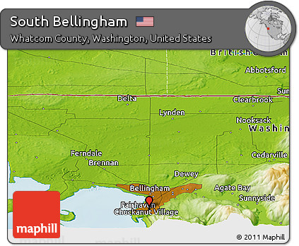 Physical Panoramic Map of South Bellingham
