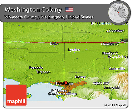 Physical Panoramic Map of Washington Colony