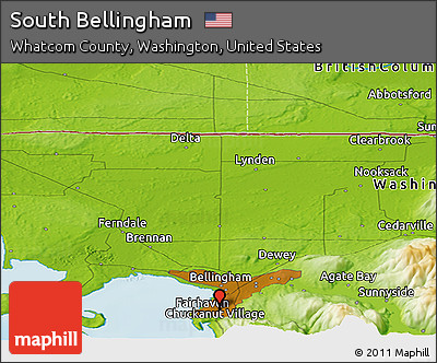 Physical Panoramic Map of South Bellingham