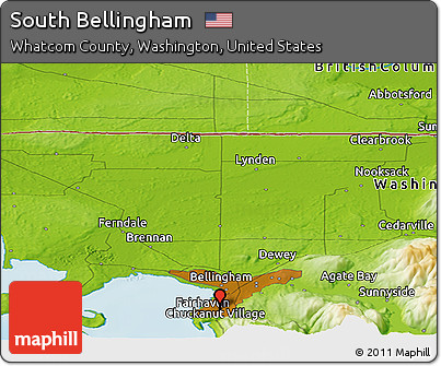Physical Panoramic Map of South Bellingham