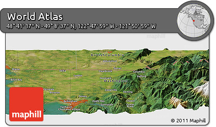 Satellite Panoramic Map of the Area around 48° 54' 57" N, 122° 19' 29" W