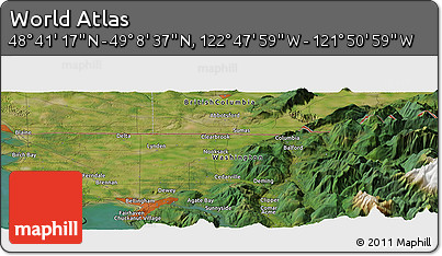 Satellite Panoramic Map of the Area around 48° 54' 57" N, 122° 19' 29" W