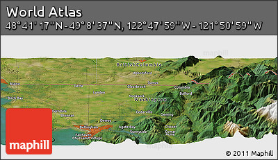 Satellite Panoramic Map of the Area around 48° 54' 57" N, 122° 19' 29" W