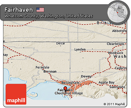 Shaded Relief Panoramic Map of Fairhaven
