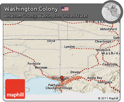 Shaded Relief Panoramic Map of Washington Colony