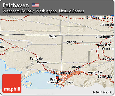 Shaded Relief Panoramic Map of Fairhaven
