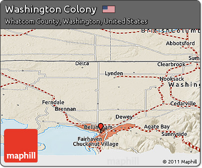 Shaded Relief Panoramic Map of Washington Colony