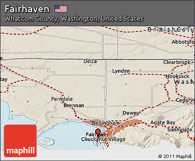 Shaded Relief Panoramic Map of Fairhaven