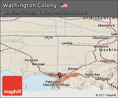 Shaded Relief Panoramic Map of Washington Colony