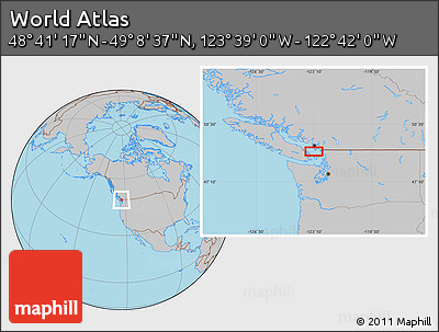 Gray Location Map of the Area around 48° 54' 57" N, 123° 10' 30" W