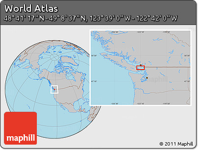 Gray Location Map of the Area around 48° 54' 57" N, 123° 10' 30" W