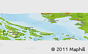 Physical Panoramic Map of the area around 48° 54' 57" N, 123° 10' 30" W