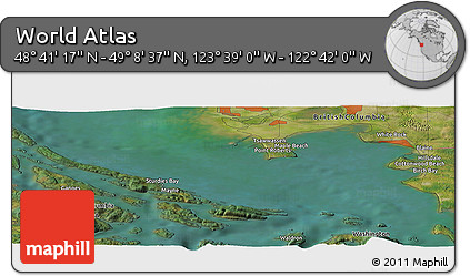 Satellite Panoramic Map of the Area around 48° 54' 57" N, 123° 10' 30" W
