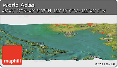 Satellite Panoramic Map of the Area around 48° 54' 57" N, 123° 10' 30" W