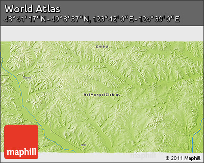 Physical 3D Map of the Area around 48° 54' 57" N, 124° 10' 30" E