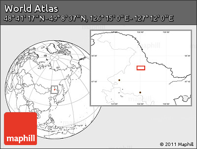 Blank Location Map of the Area around 48° 54' 57" N, 126° 43' 29" E