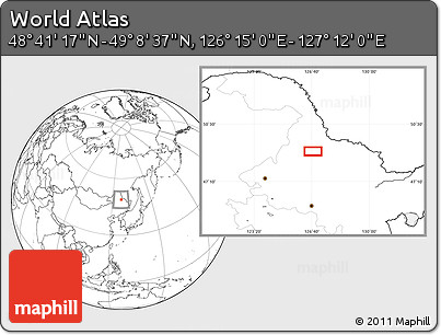Blank Location Map of the Area around 48° 54' 57" N, 126° 43' 29" E
