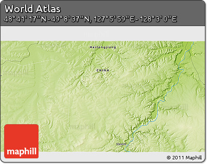 Physical 3D Map of the Area around 48° 54' 57" N, 127° 34' 30" E