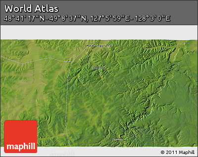 Satellite 3D Map of the Area around 48° 54' 57" N, 127° 34' 30" E